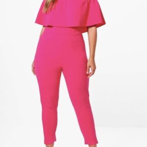Plus Nicole Off The Shoulder Ruffle Jumpsuit